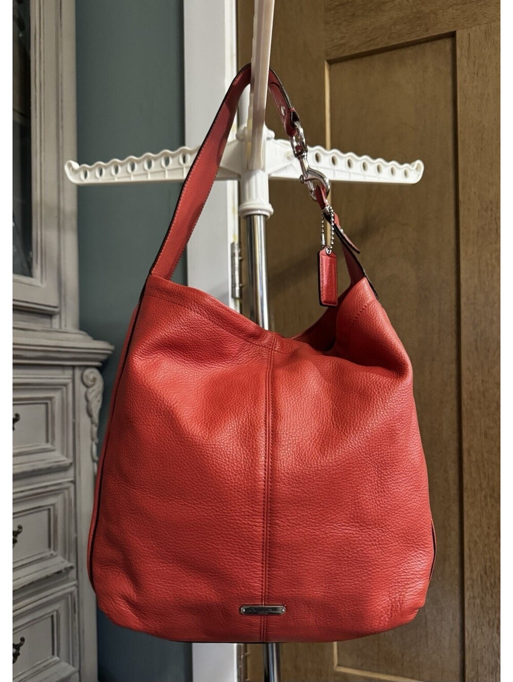 Coach Coral Color Tote Shoulder Bag Purse Excellent New Condition 100% Authentic